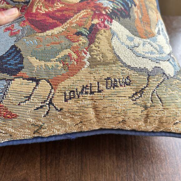 Vintage Lowell Davis Rooster Hen Chicken Tapestry Throw Pillow 12” X 12” Farm - Picture 4 of 6